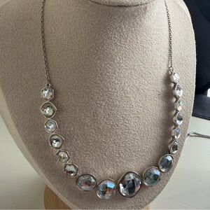Swarovski Silver Necklace with Iridescent Crystals